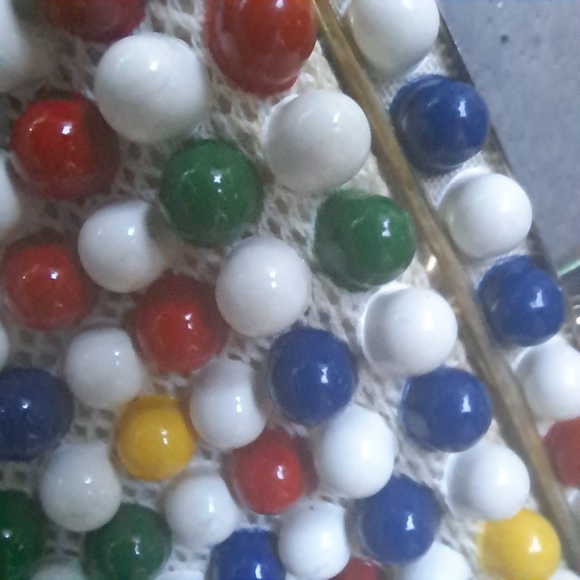 Vintage 1950's Bubble Beads Purse Yellow, Red, & Geen Handbag - Picture 4 of 12